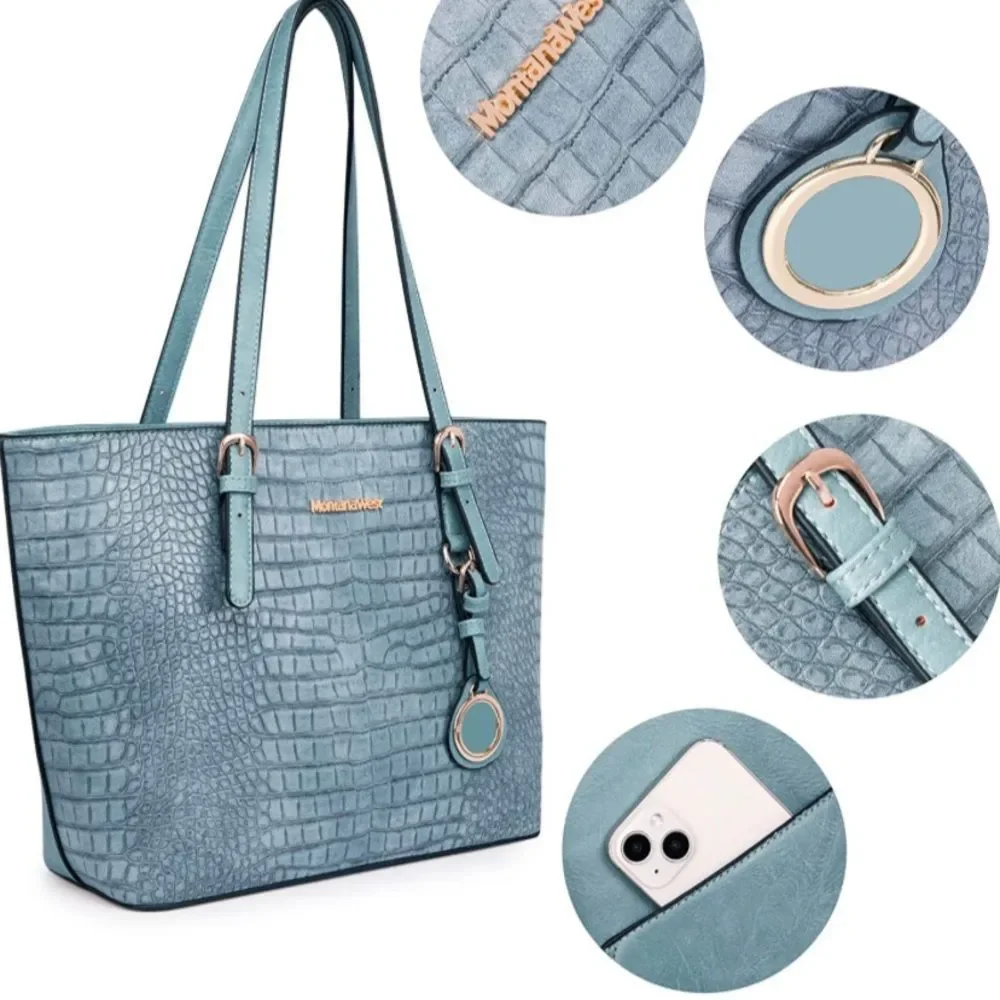 Blue Montana West Totes Large Purse Shoulder Handbag with Wallet Set 3 … - Picture 5 of 6
